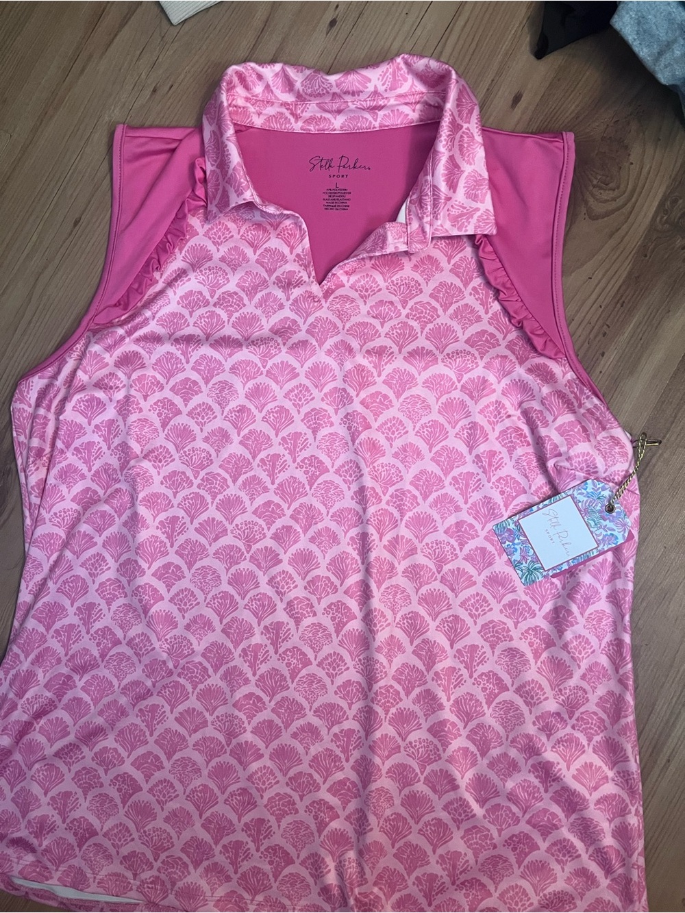 Stella Parker Pink Sleeveless Polo Tank Top